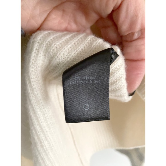 Rag & Bone Women's Cream Gray Cashmere Varsity Sweater Neutral Quiet Luxury Soft - Picture 9 of 11
